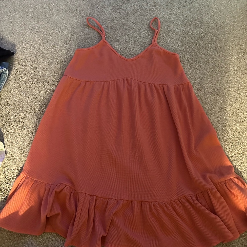 Pink Lily Orange Ruched Sundress Sleeveless